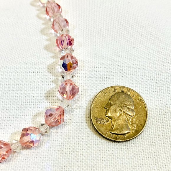 Vintage 1950s 50s Light Pink Crystal Choker Necklace Size XS S - Picture 10 of 10